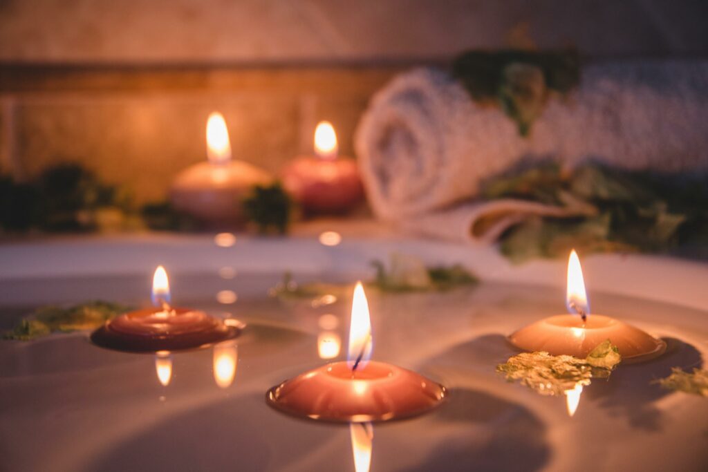 Relaxing Spa Bath with Candles