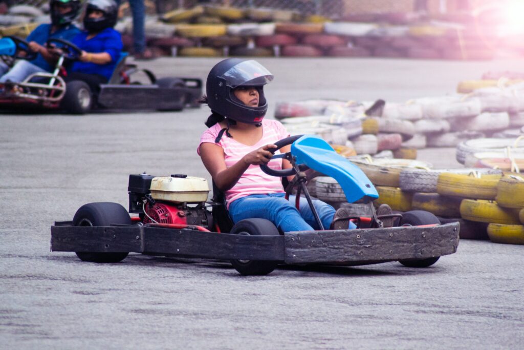 Go Karting Woman on Valentine's Day Date